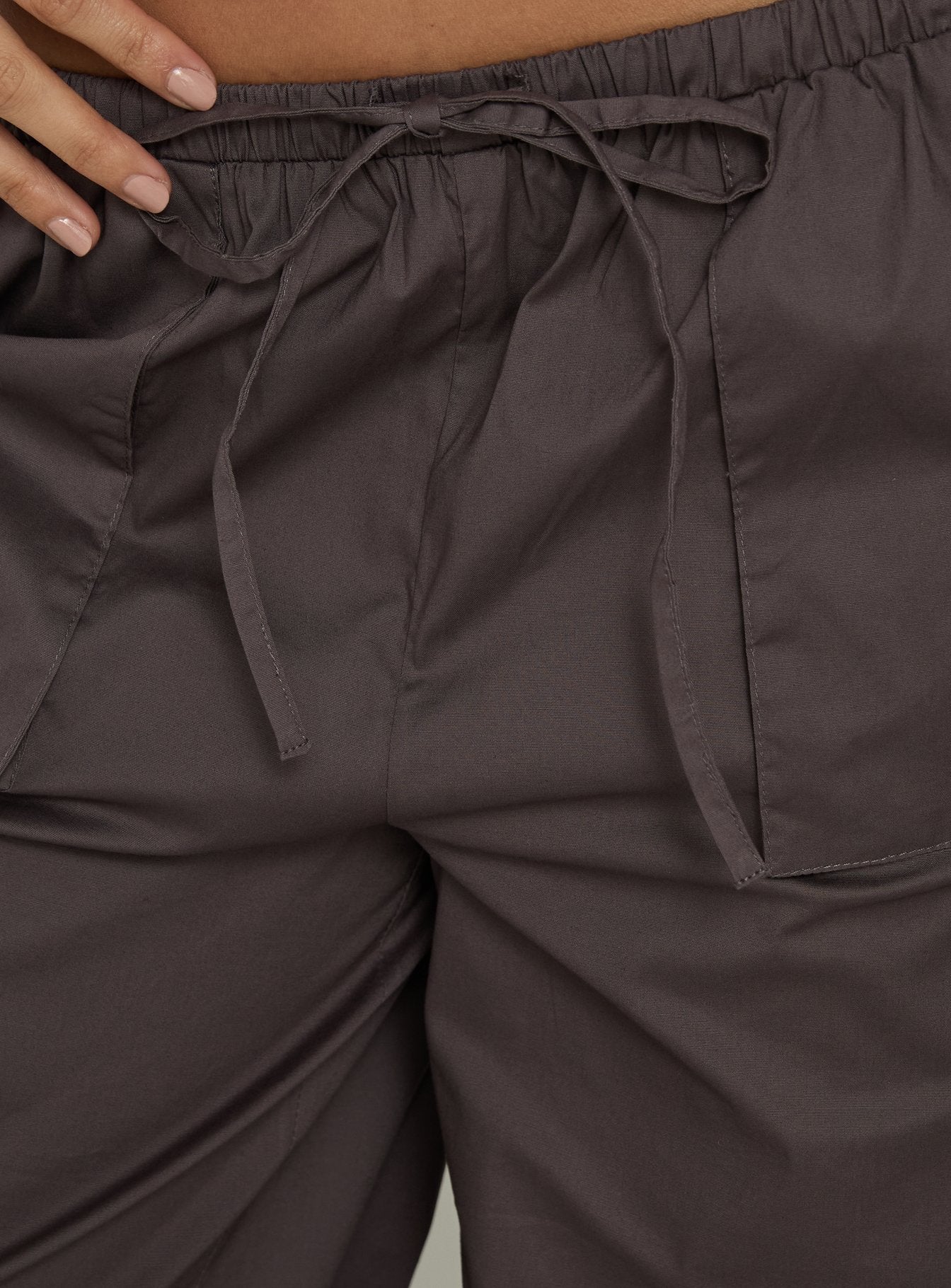 Toren Drawstring Straight Leg Pants Charcoal