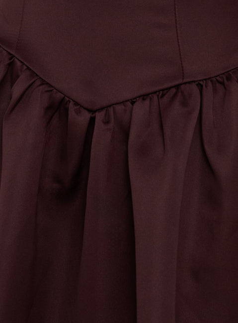 Soft Bloom Drop Waist Strapless Maxi Dress Chocolate
