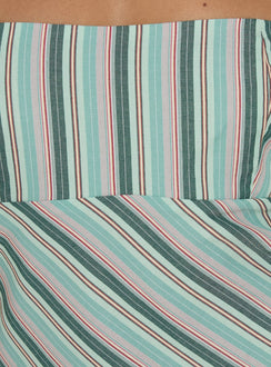 Elery Strapless Top Green Stripe
