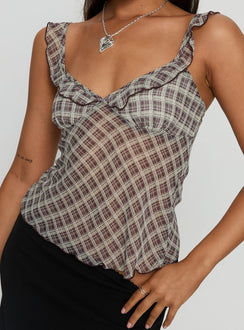 Zayliah Frill Detail Top Wine Check