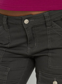 Trust Fund Low Rise Bootleg Cargo Pants Charcoal