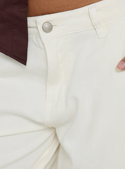 Hudsen Longline Cargo Shorts Cream Petite