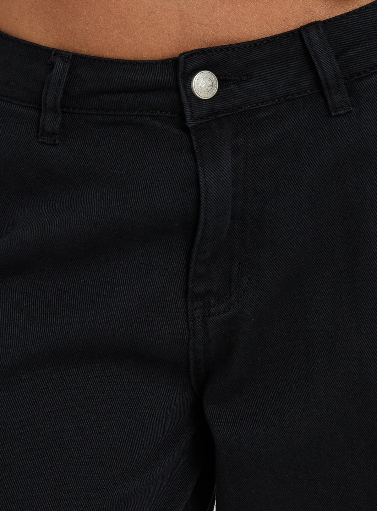 Hudsen Longline Cargo Shorts Washed Black Petite