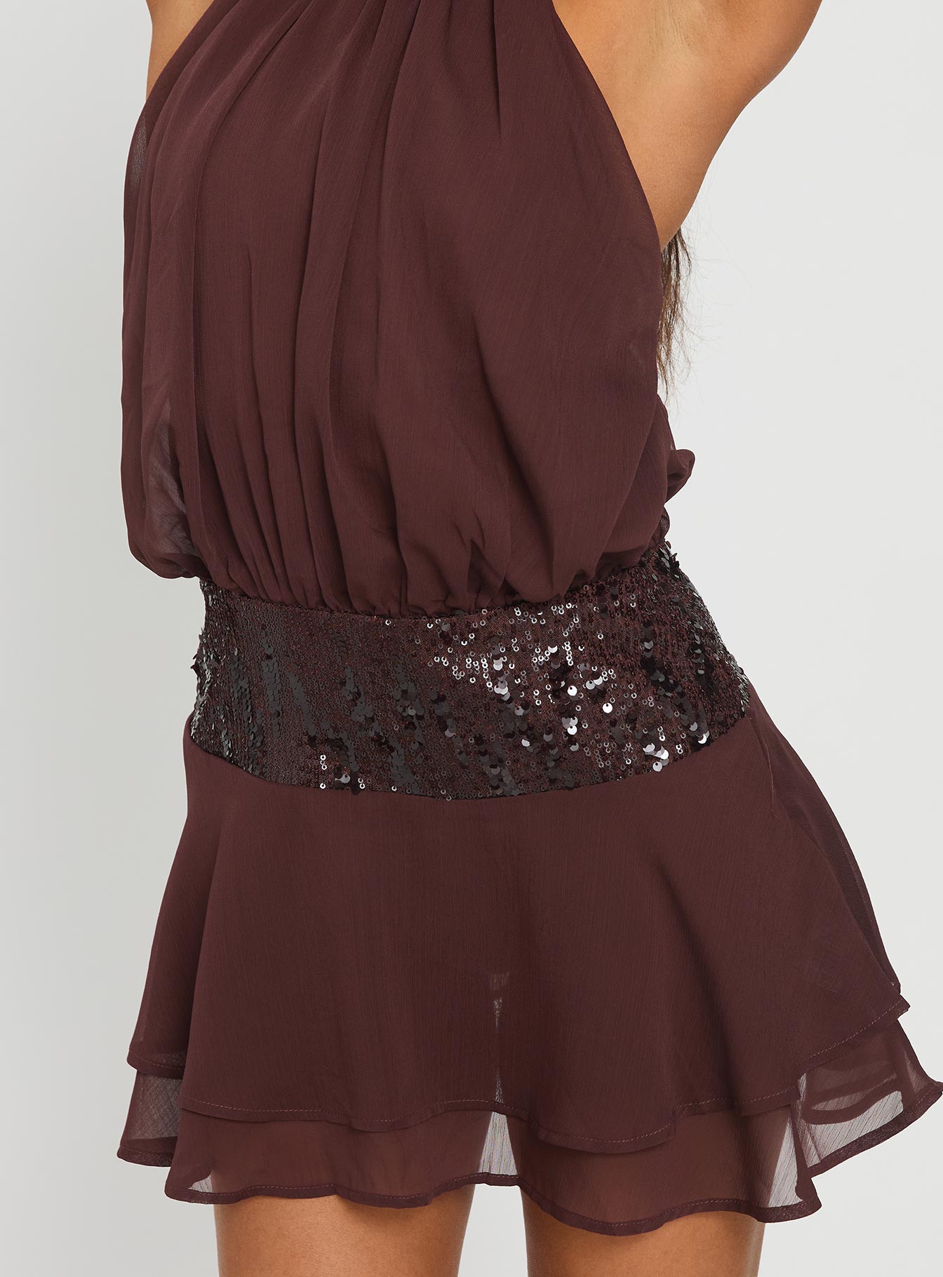 Zenayda Drop Waist Sequin Mini Dress | Brown | Womens | Princess Polly Lower Impact Zenayda Drop Waist Sequin Mini Dress | Brown | Womens | Princess Polly Lower Impact