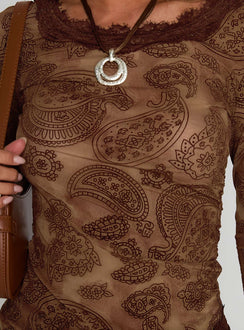 Jasette Sheer Long Sleeve Top Multi Floral