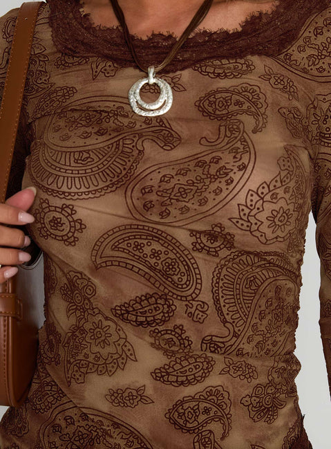 Jasette Sheer Long Sleeve Top Multi Floral