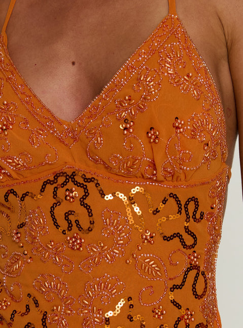 Makaria Sequin Cami Top Orange