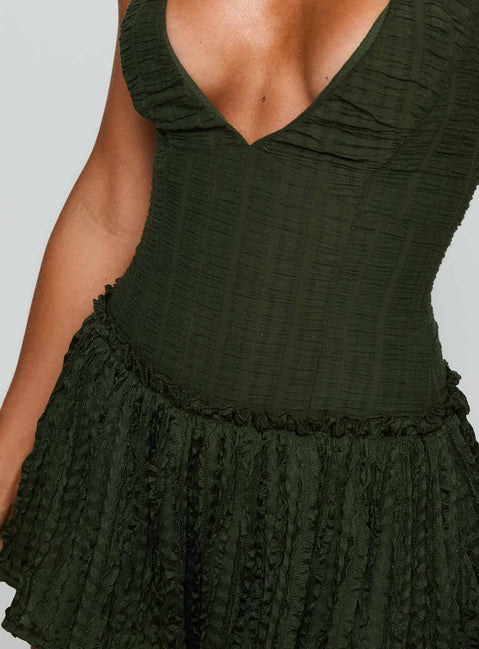Mixie Halter Playsuit Olive Green