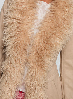 Josefina Faux Fur Detail Jacket Beige