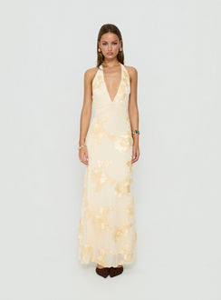 Rousseau Halter Maxi Dress Yellow