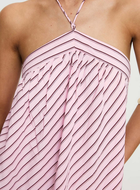 princess polly pink striped dress Avrie Halter Maxi Dress Pink Stripe