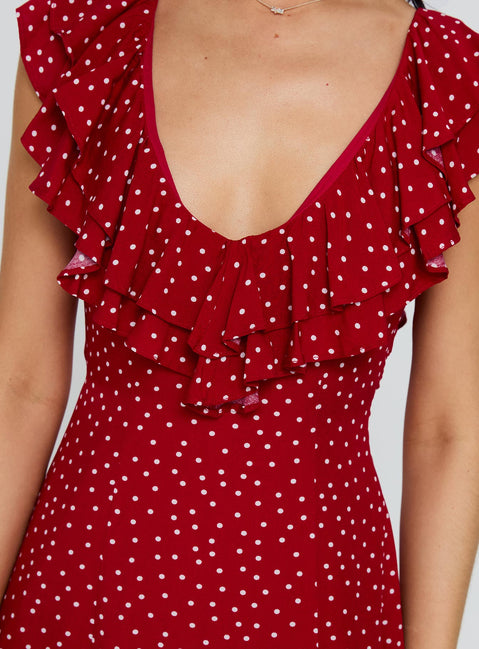 princess polly cherry dress Cherry Schnapps Flutter Mini Dress Red Polka
