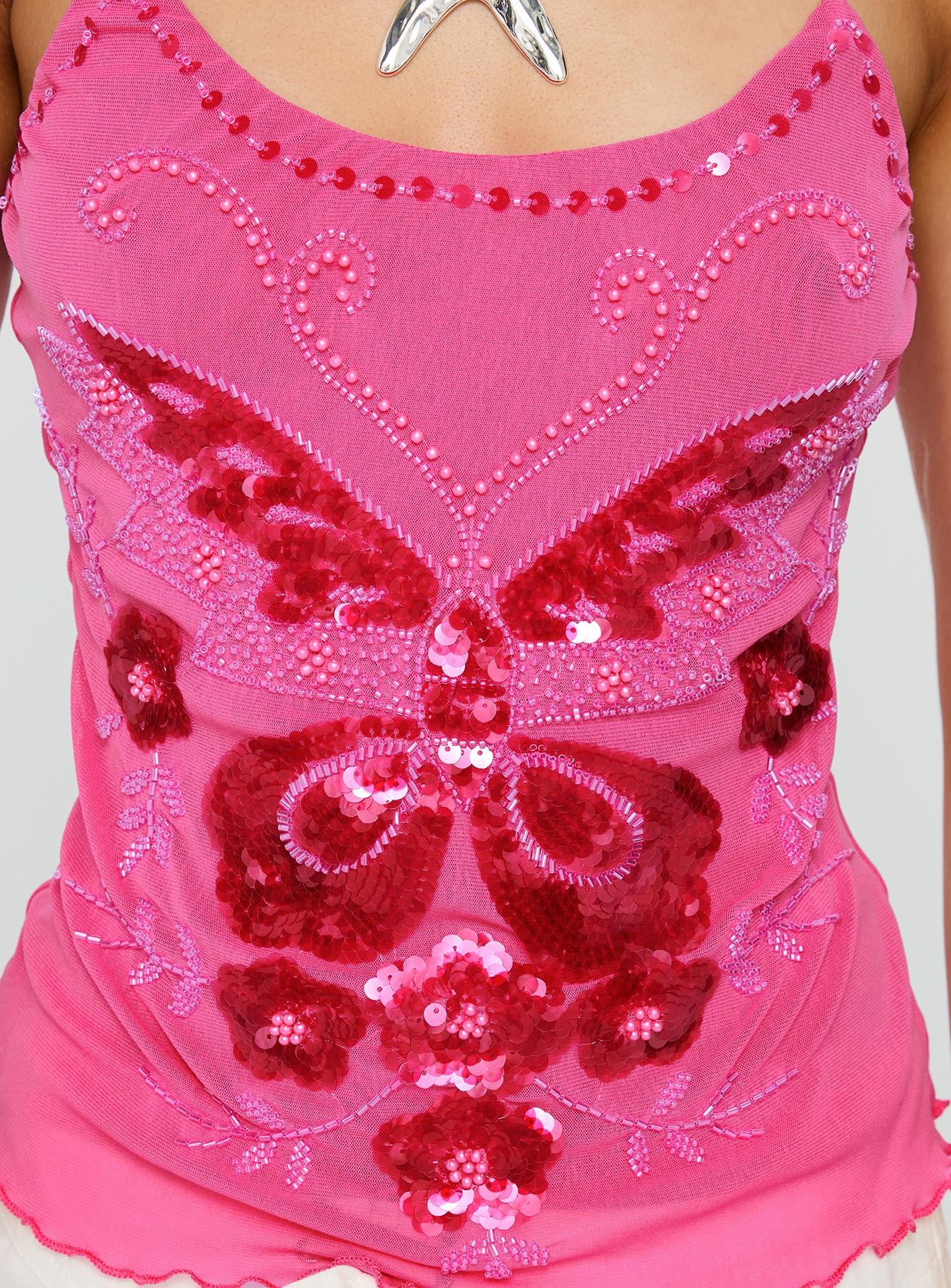 Start Of Summer Sequin Top Pink
