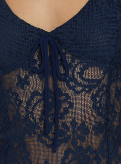Quani Long Sleeve Lace Top Navy
