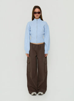 Agneta Zip Through Funnel Neck Sweater Blue