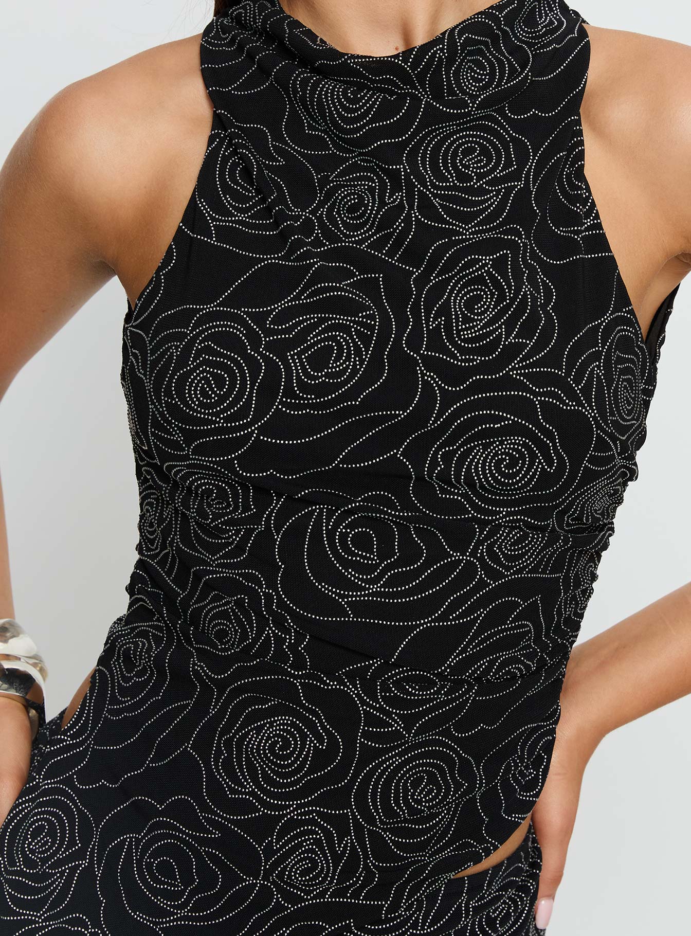 Forget Me Diamonte Asymmetrical Top Black