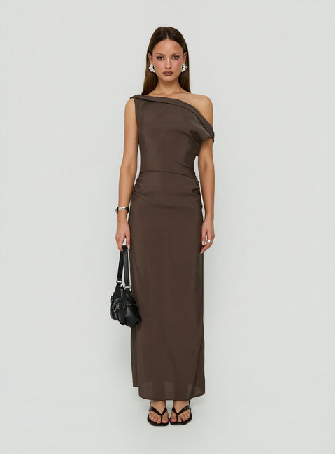 Sweetheart Off Shoulder Maxi Dress Chocolate