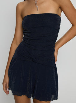 Acasia Strapless Twist Mini Dress Navy