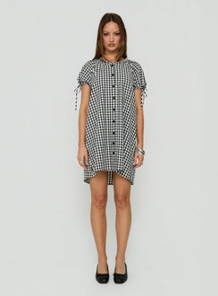 Angelikah Babydoll Mini Dress Black / White Gingham
