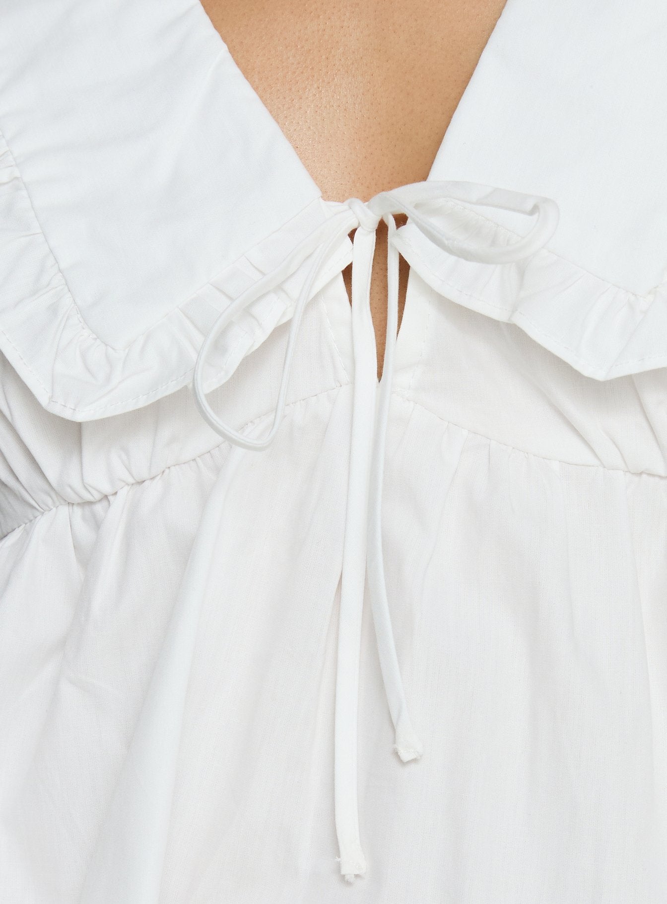 Dawes Oversized Collar Blouse Top White