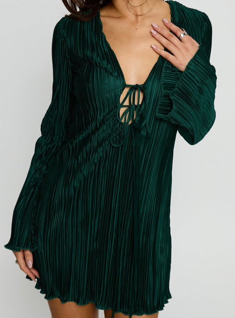 Malop Long Sleeve Mini Dress Emerald
