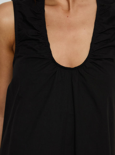 Eberta Ruched Baby Doll Mini Dress Black