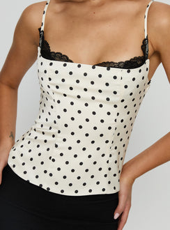 Renaissance Corset Lace Top White Polka