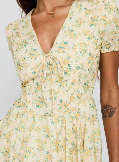 princess polly yellow floral mini dress Nellie Mini Dress White / Yellow Floral