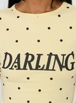 Darling Girl Graphic Top Yellow Polka Dot