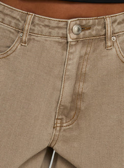 Naylor Mid Rise Wide Leg Jeans Light Brown Wash