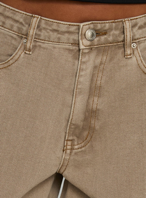 Naylor Mid Rise Wide Leg Jeans Light Brown Wash
