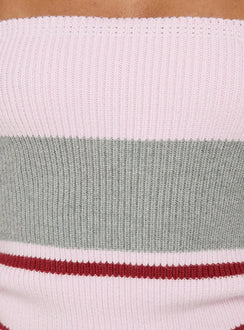 In The Mirror Strapless Top Pink Stripe
