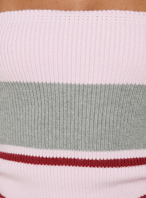 In The Mirror Strapless Top Pink Stripe