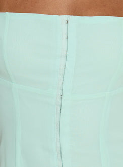 Delamere Tie Neck Top Aqua