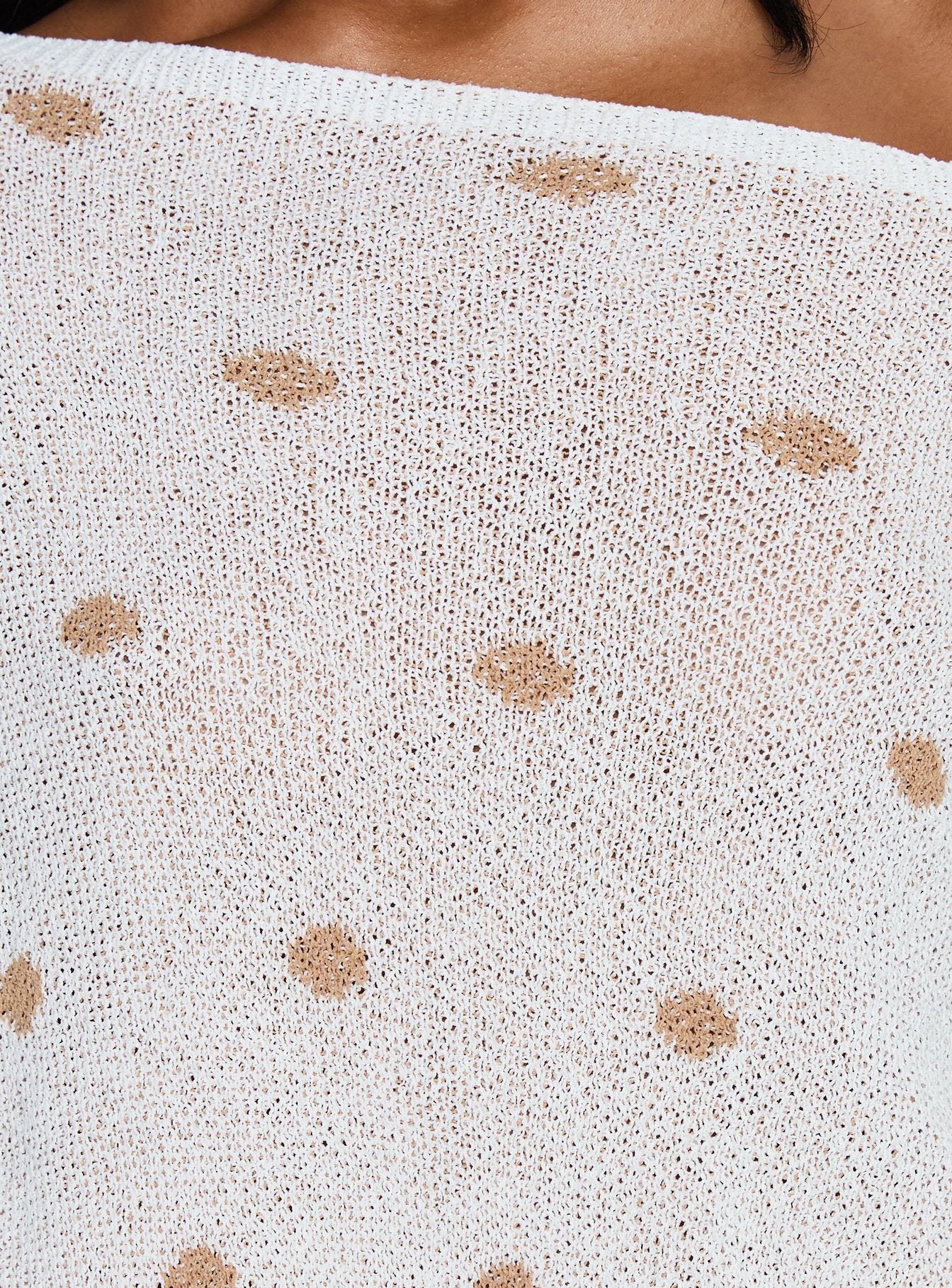 product Princess Polly Harvy Off Shoulder Knit Sweater White Polka regular 