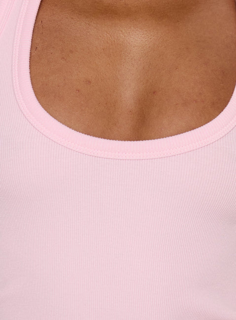 Baseline Scoop Halter Rib Tank Pink