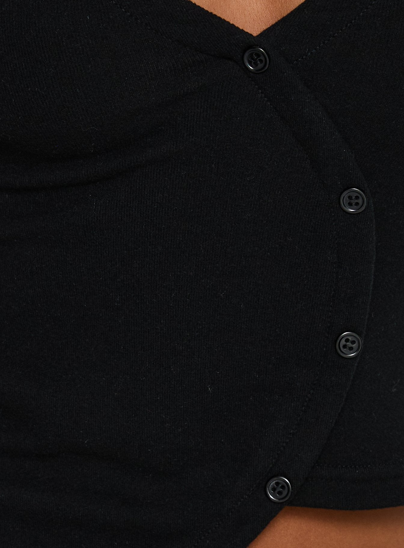 Avrilla Wrap Knit Top Black | Princess Polly