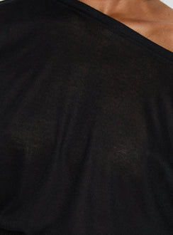 Dayten Off Shoulder Sheer Top Black