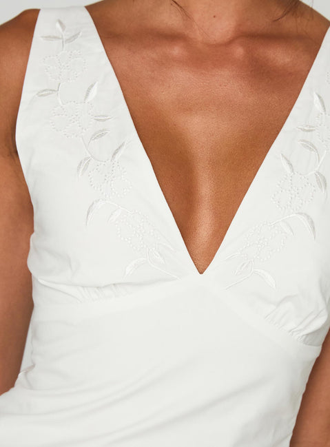 Princess Polly Women's Florien Embroidered Cotton Mini Sundress - White - Mini dresses Princess Polly Women's Florien Embroidered Cotton Mini Sundress - White - Mini dresses