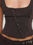 Top Fixed straps, scooped neckline, button fastening at front Non-stretch material, fully lined 