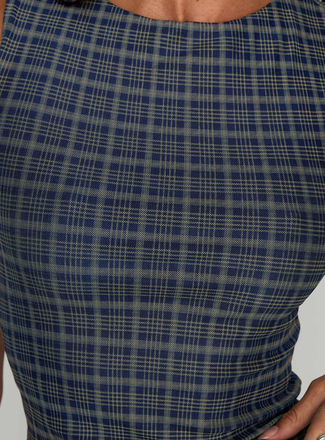 product Princess Polly Your Main One Top Navy Check Sleeveless Crew Neck 