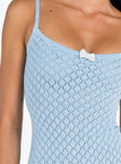 MIni dress Knit material Adjustable shoulder straps Scooped neckline Good stretch