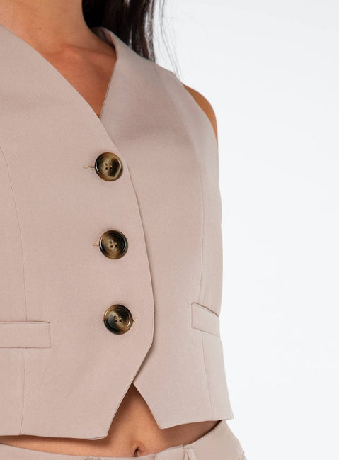 product Princess Polly Sleeveless Square Neck  Murison Vest Beige