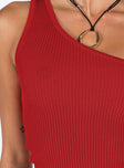One shoulder top Rib knit material Good stretch Unlined 