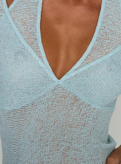 product Princess Polly Levitating Long Sleeve Top Blue Full Sleeves V-Neck 