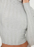 Grey Mock neck long sleeve top, knit material