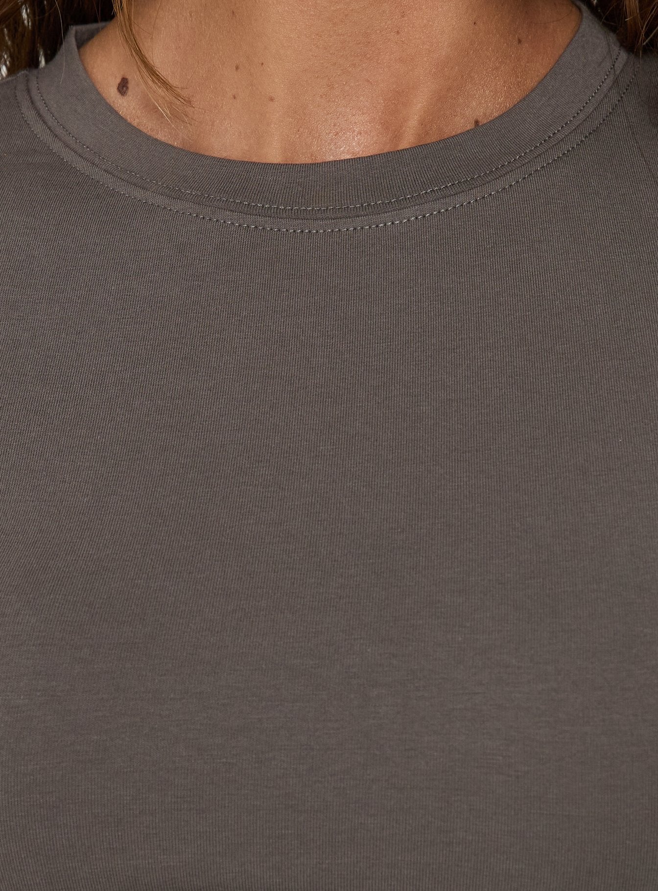 Valentinna Short Sleeve Curved Hem Top Grey