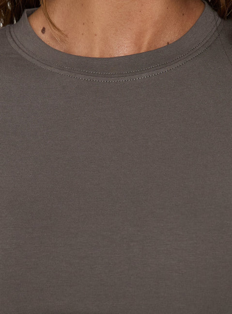 Valentinna Short Sleeve Curved Hem Top Grey