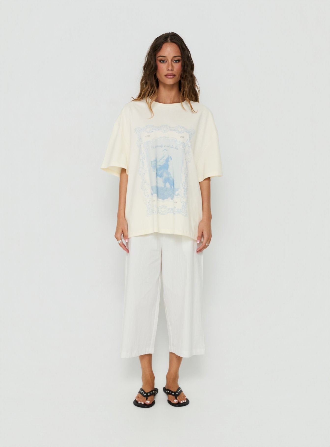 Soft Launch Stamp Oversized Graphic Tee Cream