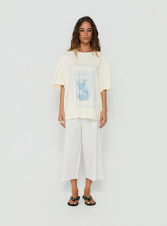 Soft Launch Stamp Oversized Graphic Tee Cream